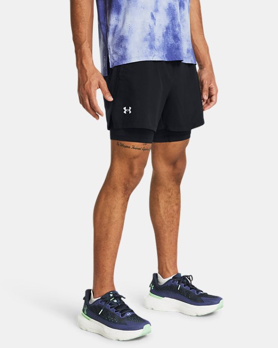 Men's UA Launch 2-in-1 5" Shorts in Black image number 0